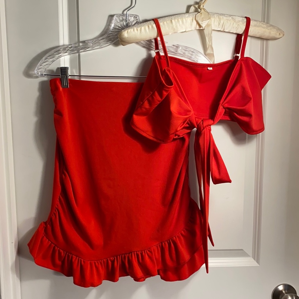 Two piece crop top and skirt